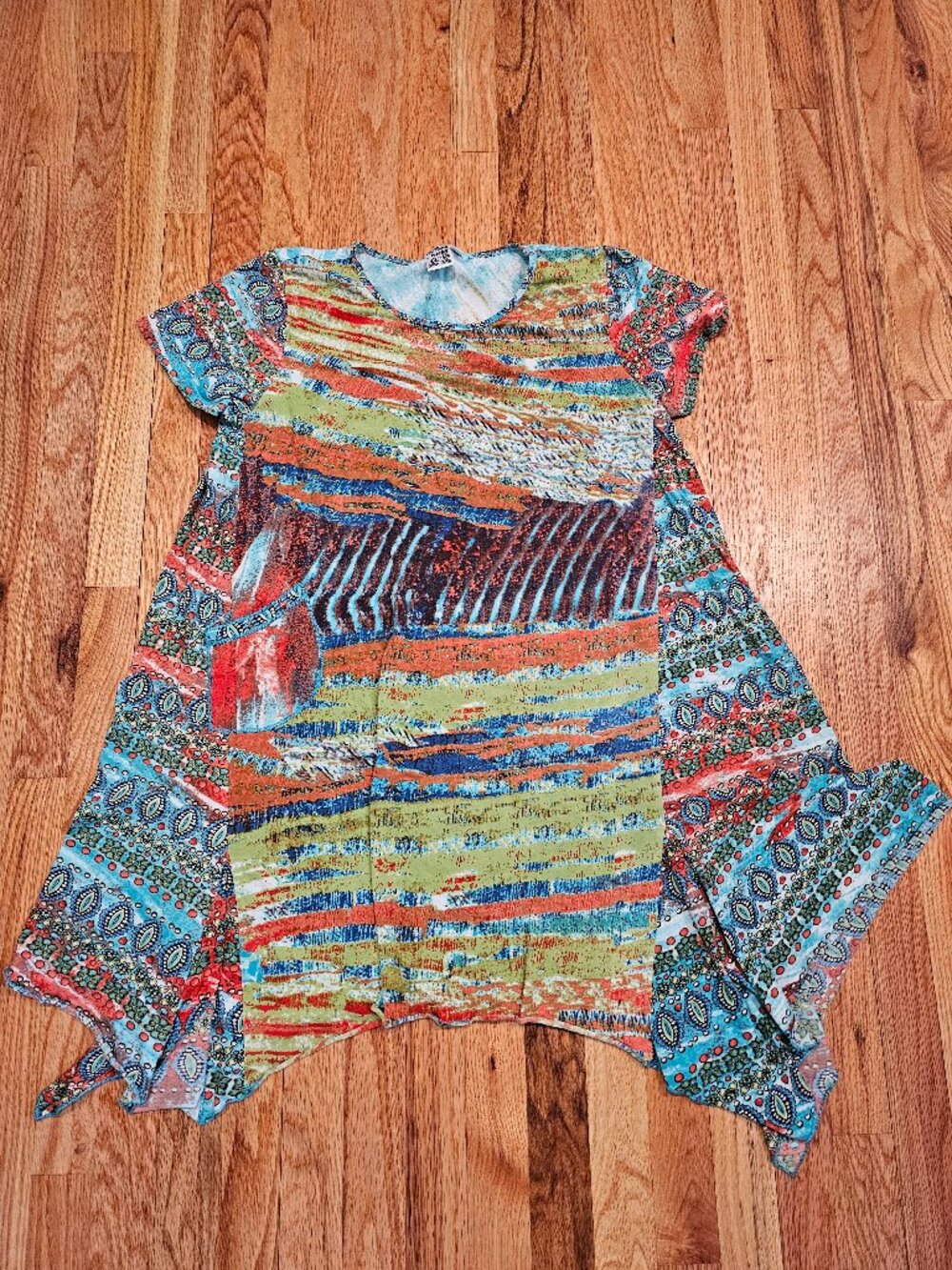 Parsley & Sage Multi-Color Boho Patchwork Tunic